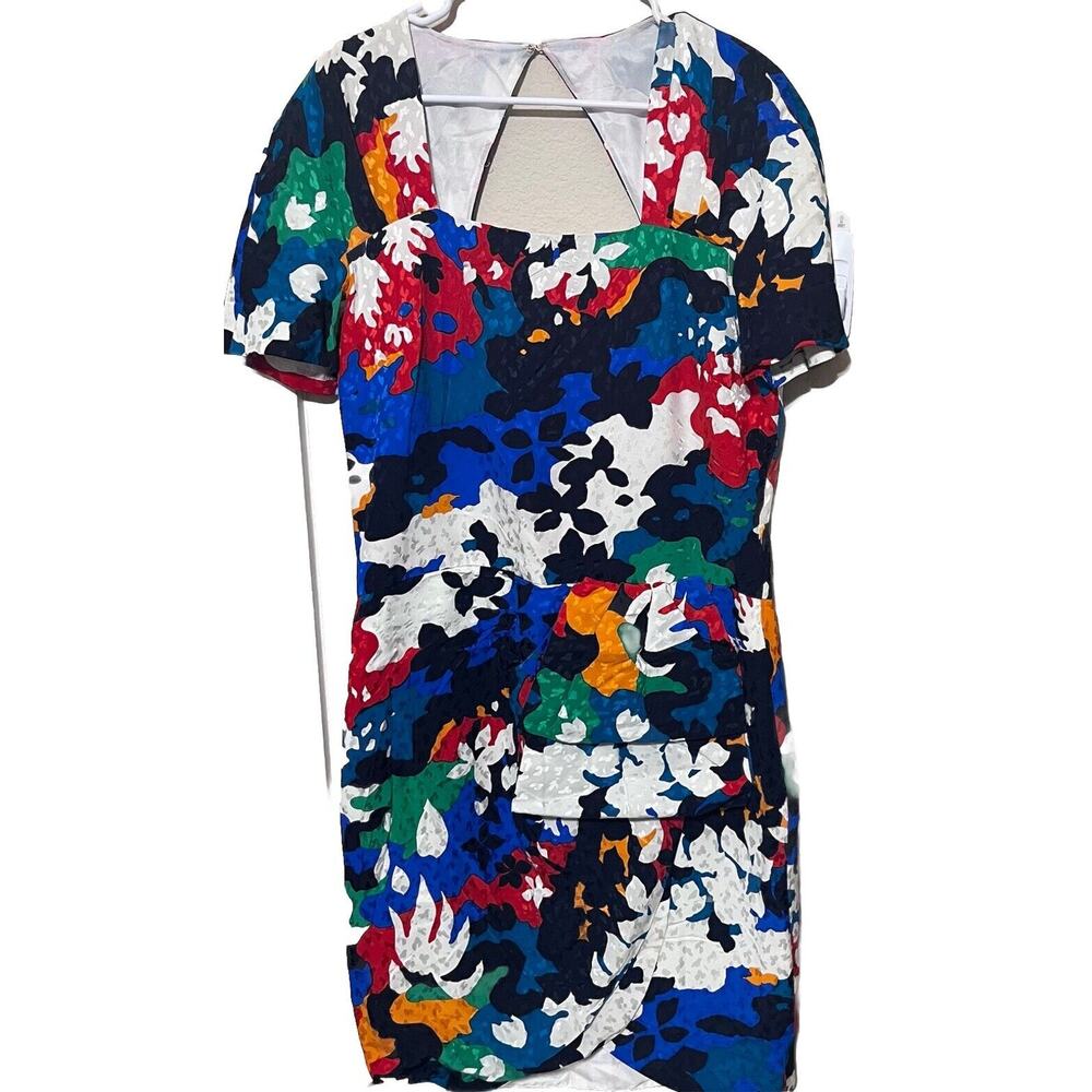 Vintage Lou Lattimore Italy Colorful Floral Dress Knee Length Sz Medium